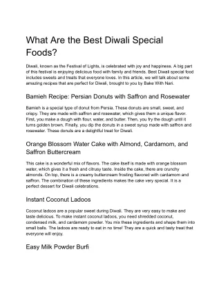 What Are the Best Diwali Special Foods