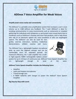 ADDvox 7 Voice Amplifier for Weak Voices