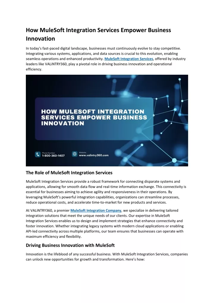 how mulesoft integration services empower