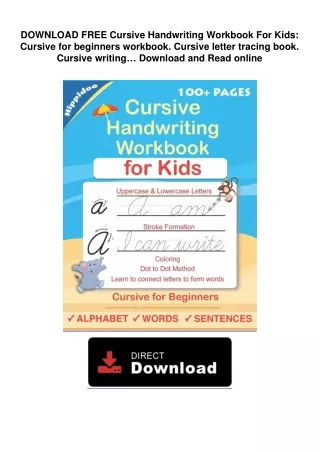 DOWNLOAD FREE  Cursive Handwriting Workbook For Kids: Cursive for beginners