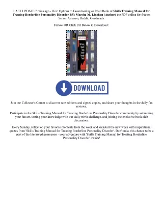[PDF/Kindle] Book Skills Training Manual for Treating Borderline Personality Dis