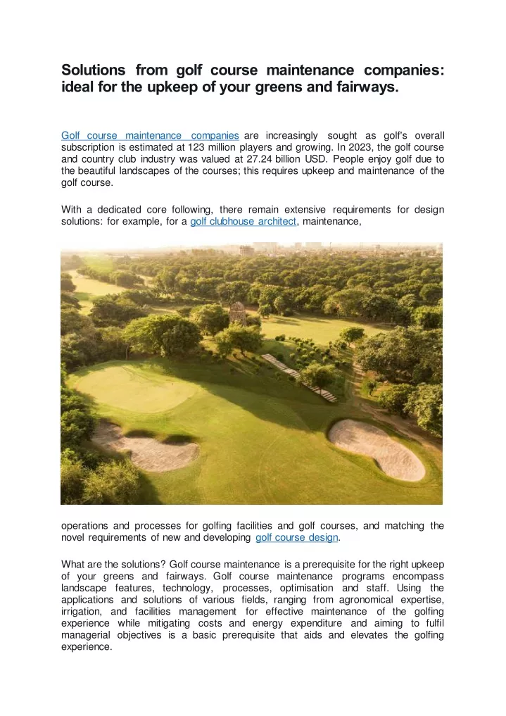 solutions from golf course maintenance companies