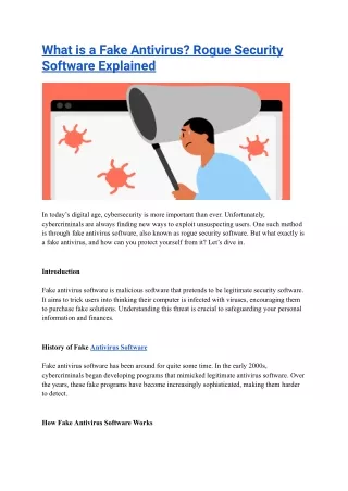 What is a Fake Antivirus? Rogue Security Software Explained