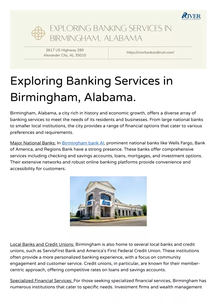 exploring banking services in birmingham alabama