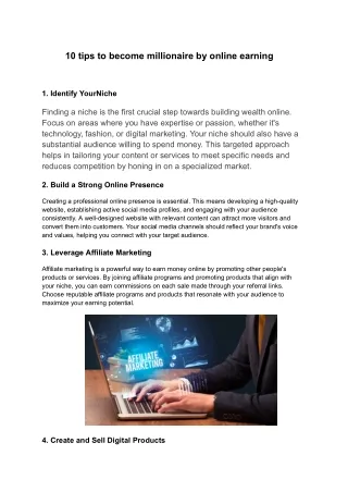 10 tips to become millionaire by online earning
