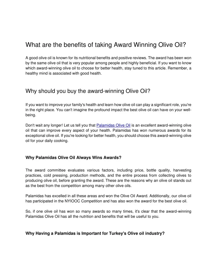 what are the benefits of taking award winning