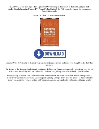 [PDF EPUB] Download Business Analysis and Leadership: Influencing Change By  Pen