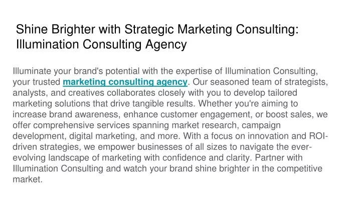 shine brighter with strategic marketing consulting illumination consulting agency