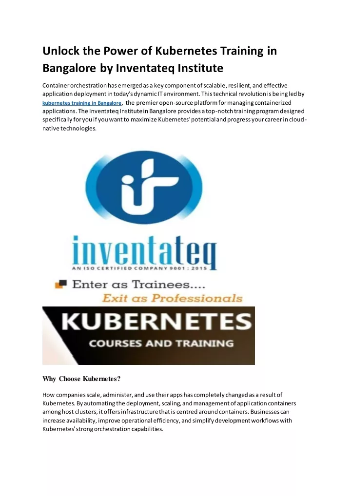 unlock the power of kubernetes training