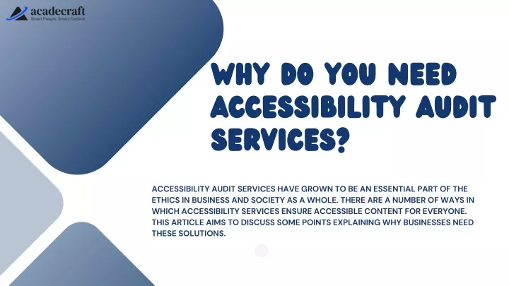 why do you need accessibility audit services