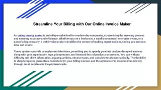 Easy-to-Use Online Invoice Maker for Quick and Professional Billing