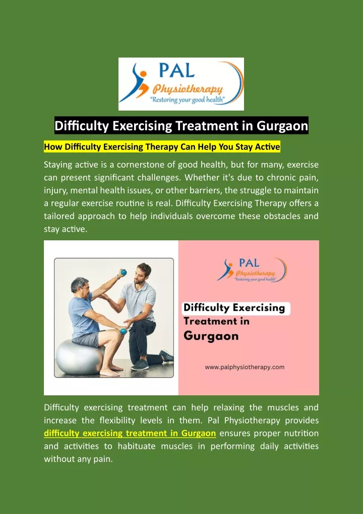 difficulty exercising treatment in gurgaon