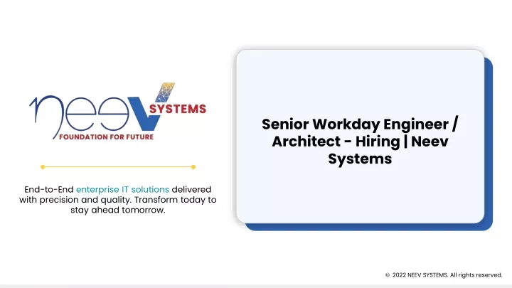 senior workday engineer architect hiring neev systems