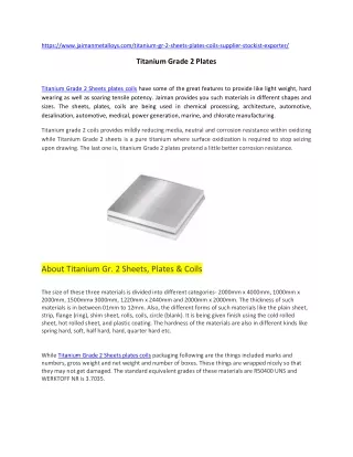 Titanium Grade 2 Plates