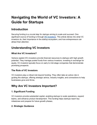Navigating the World of VC Investors_ A Guide for Startups