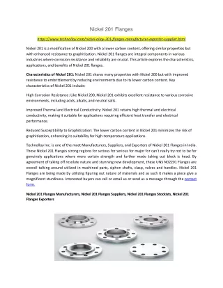 Nickel 201 Flanges Suppliers