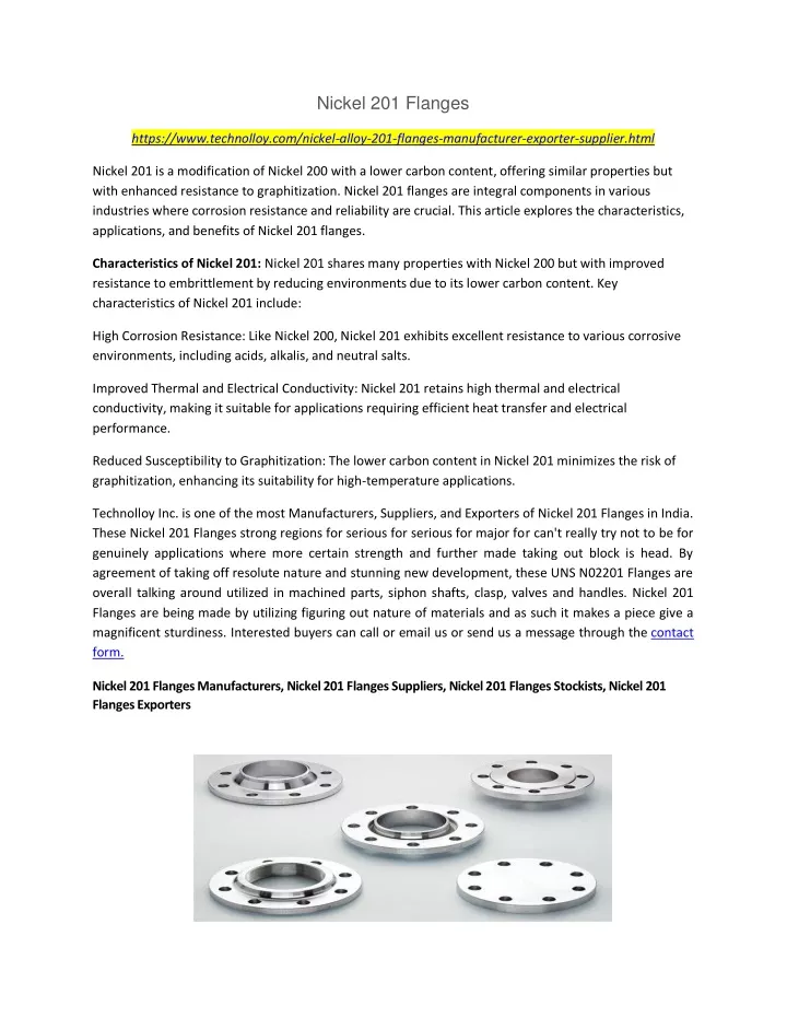 nickel 201 flanges