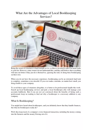 what are the advantages of local bookkeeping
