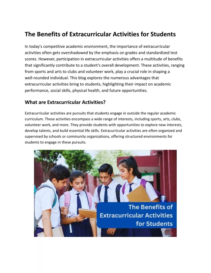 the benefits of extracurricular activities