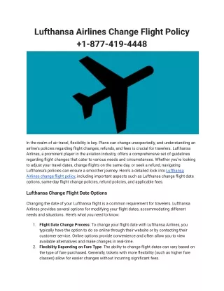 Lufthansa Airlines Change Flight Policy