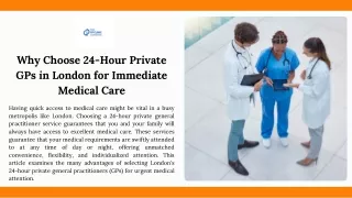 Why Choose 24-Hour Private GPs in London for Immediate Medical Care