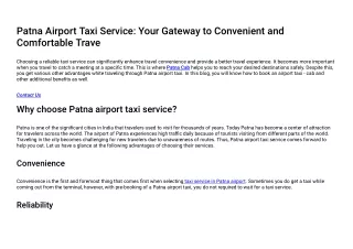 Patna Airport Taxi Service By Patna Cabs