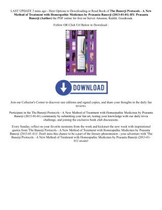 [Pdf/ePub] The Banerji Protocols - A New Method of Treatment with Homeopathic Me