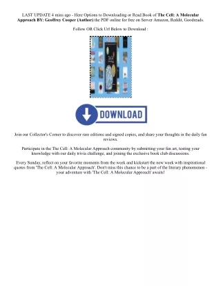 [PDF EPUB] Download The Cell: A Molecular Approach By  Geoffrey Cooper (Author)