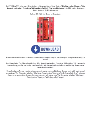 PDF [Download] The Disruption Mindset: Why Some Organizations Transform While Ot