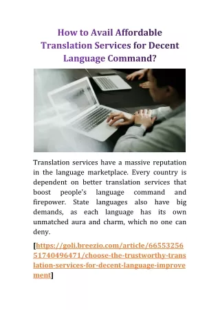 How to Avail Affordable Translation Services for Decent Language Command?