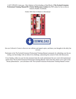 Download Pdf The Eyelash Extension Professional Training Manual By  Christa McDe