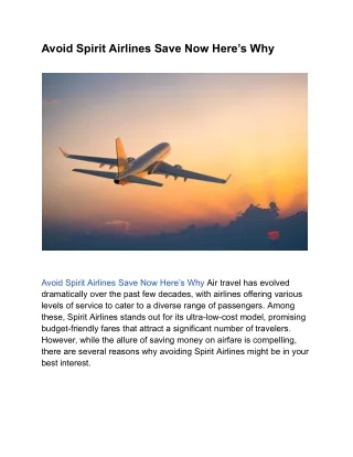 Avoid Spirit Airlines Save Now Here’s Why