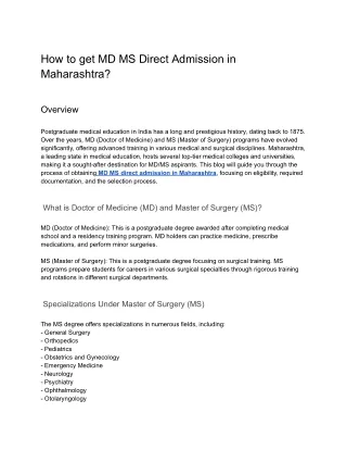 How to get MD MS Direct Admission in Maharashtra