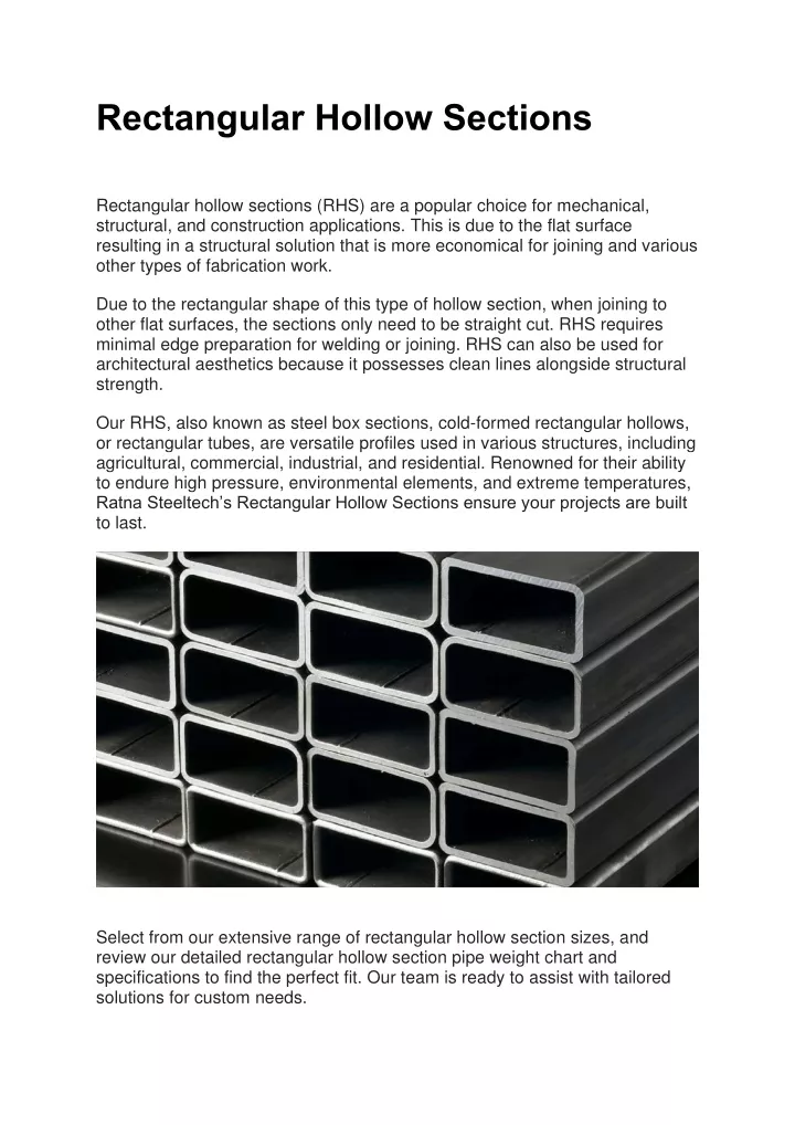 rectangular hollow sections