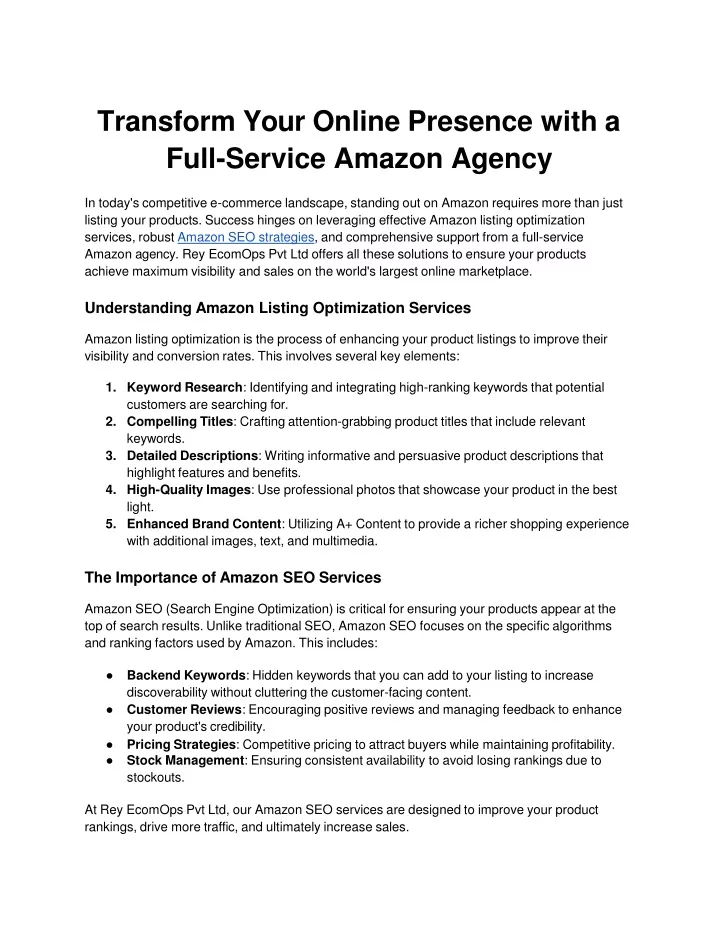 transform your online presence with a full service amazon agency