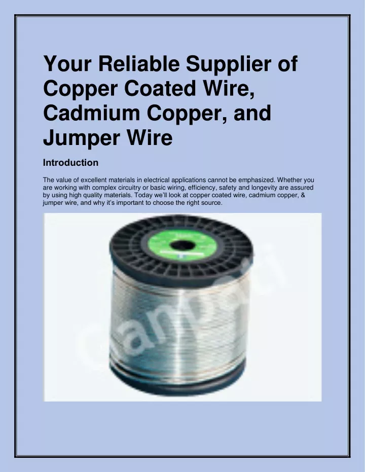 your reliable supplier of copper coated wire