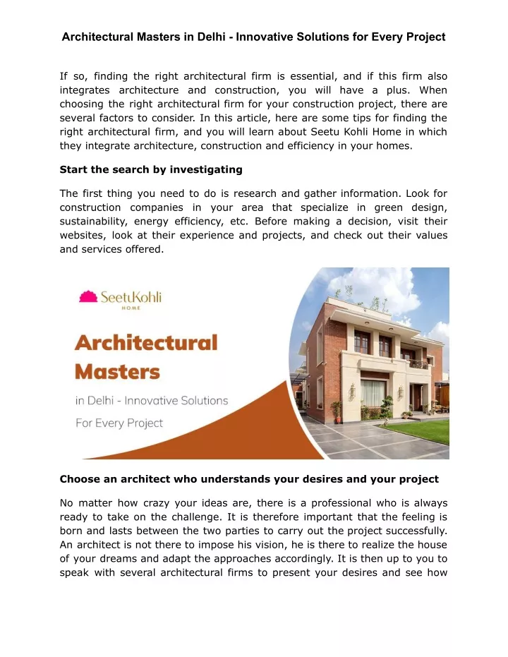 architectural masters in delhi innovative