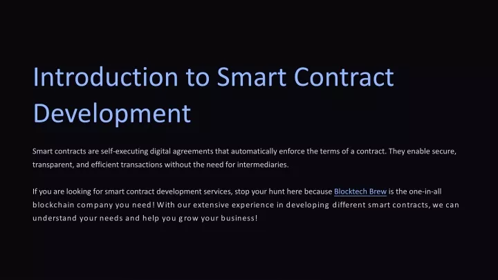 introduction to smart contract development