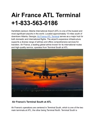Air France ATL Terminal  1-833-563-0186