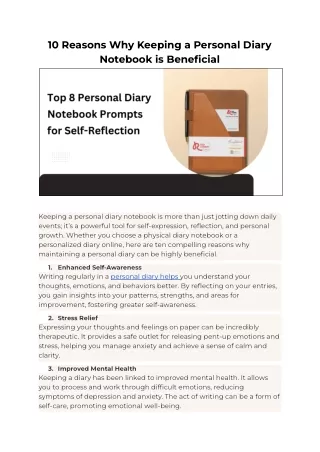10 Reasons Why Keeping a Personal Diary Notebook is Beneficial