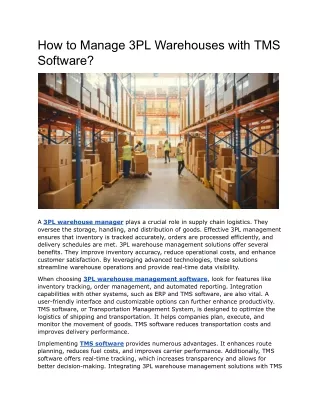 How to Manage 3PL Warehouses with TMS Software