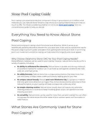 Stone Pool Coping Guide