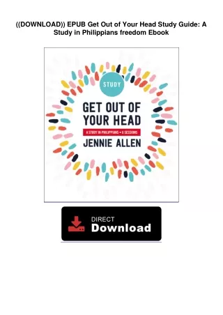 ((DOWNLOAD)) EPUB  Get Out of Your Head Study Guide: A Study in Philippians