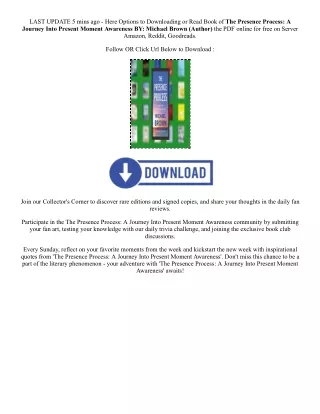 [PDF EPUB] Download The Presence Process: A Journey Into Present Moment Awarenes