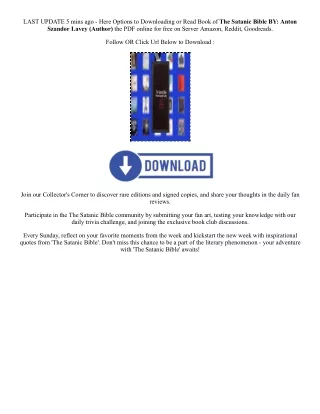 [PDF/Kindle] Book The Satanic Bible By  Anton Szandor Lavey (Author)  Full Episo