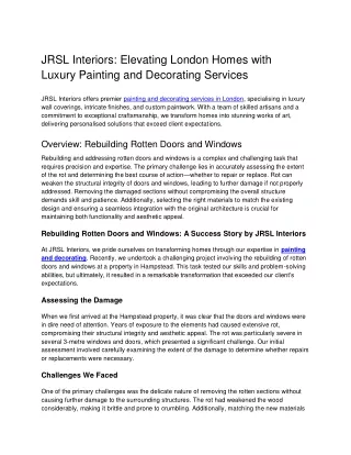 JRSL Interiors Elevating London Homes with Luxury Painting and Decorating Services