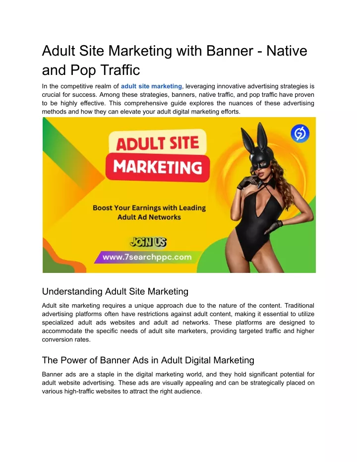 adult site marketing with banner native