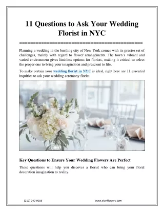 11 Questions to Ask Your Wedding Florist in NYC