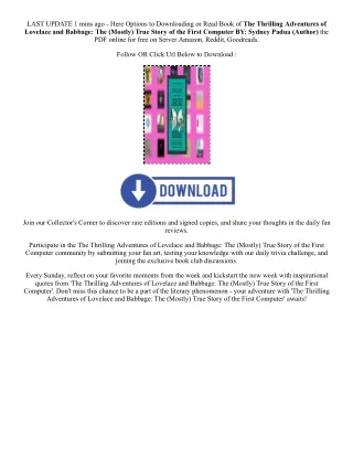 Download Pdf The Thrilling Adventures of Lovelace and Babbage: The (Mostly) True