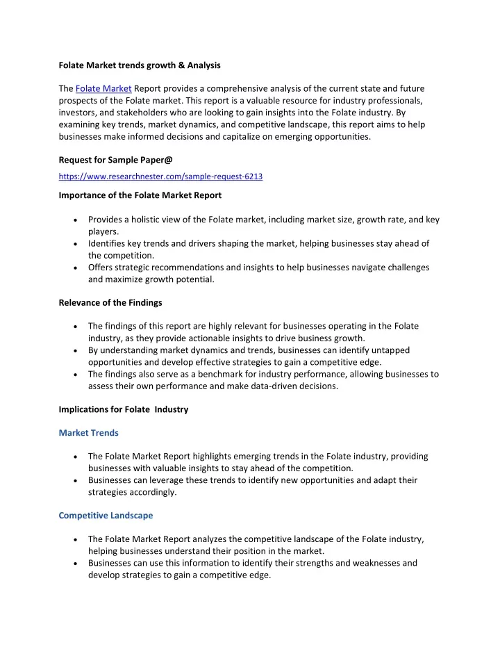 folate market trends growth analysis